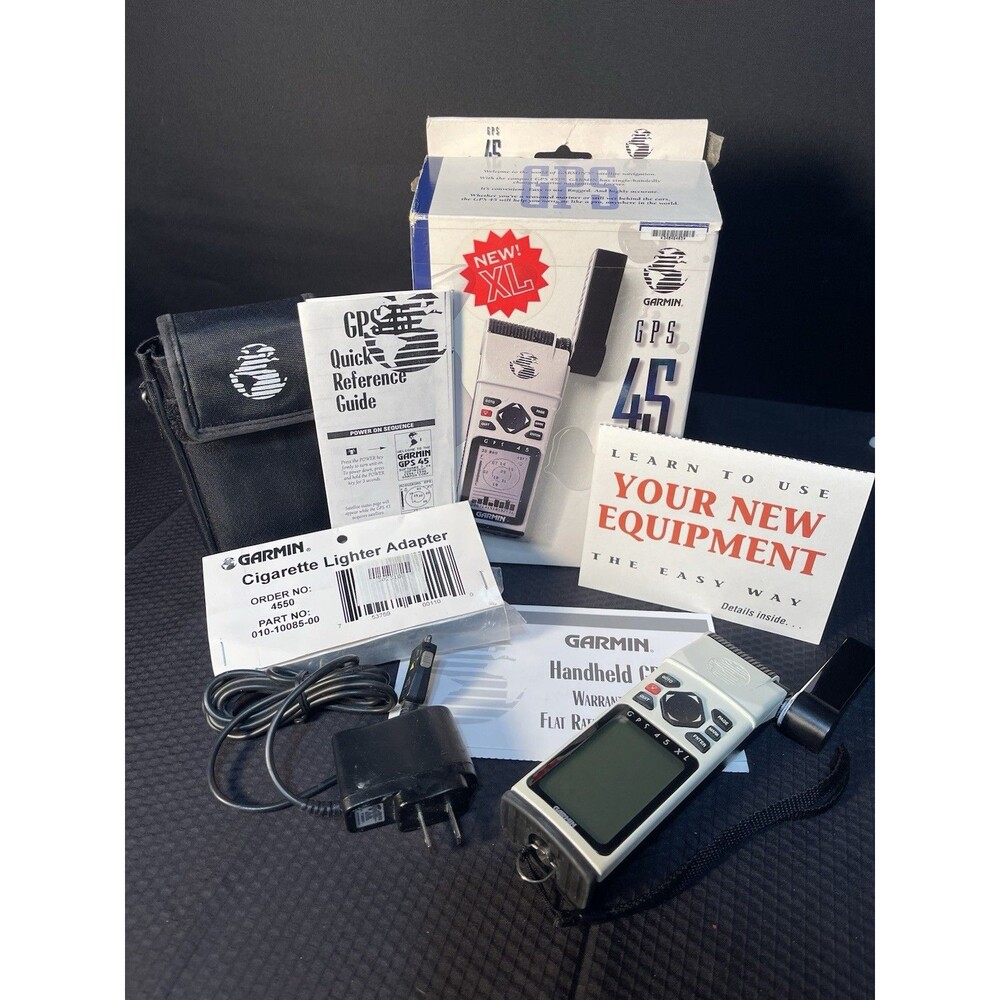 Garmin GPS 48 Personal Navigator Handheld GPS Manual Case Tested Marine Bundle